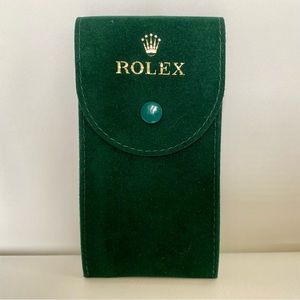 Rolex Watch Travel Jewelry Case Soft Pouch + Insert in Green & Gold